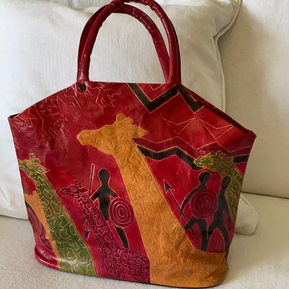Hand painted leather bag..